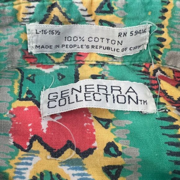 Vintage Gennera Collection Mens Short Sleeve Shirt Southwest Aztec Print - Picture 2 of 12